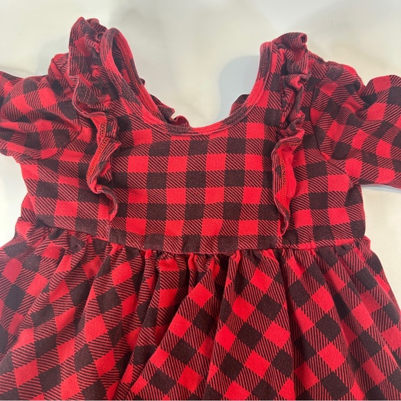 Remie Girl Buffalo Check Twirl Dress 3/4 Sleeve Ruffle Low Back Girls - Picture 3 of 6
